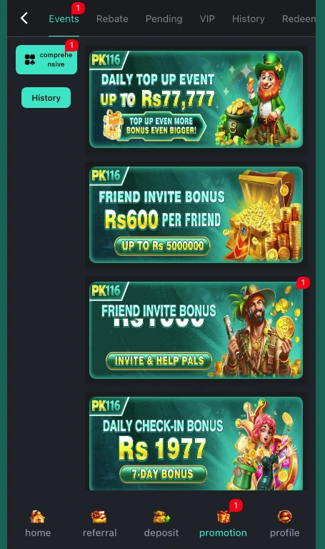 PK116 Game Promotions and bonus