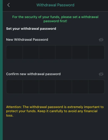 Withdrawal screenshoot